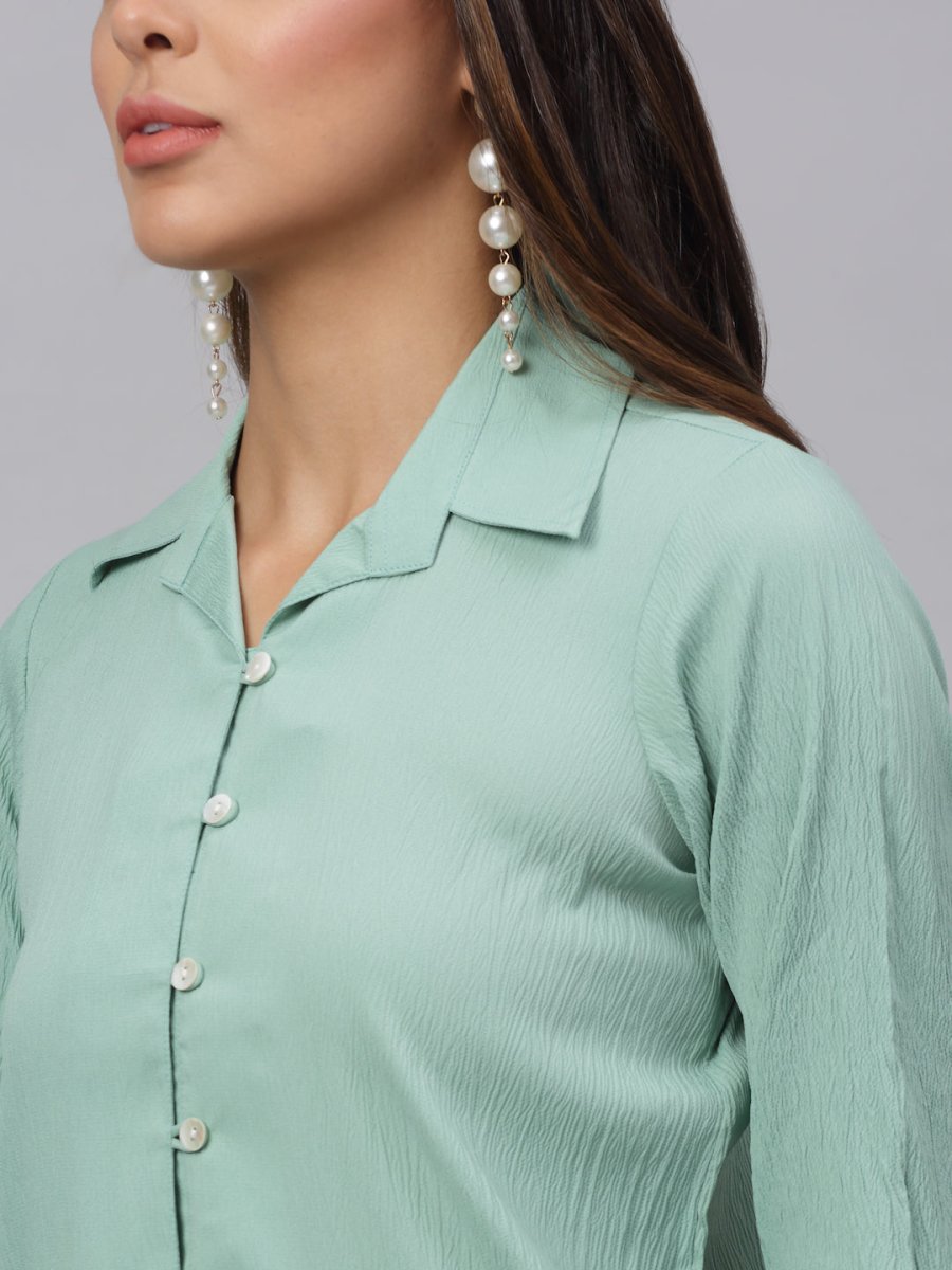Women Green Solid Shirt - JNS_2002Green_XS