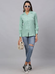 Women Green Solid Shirt - JNS_2002Green_XS