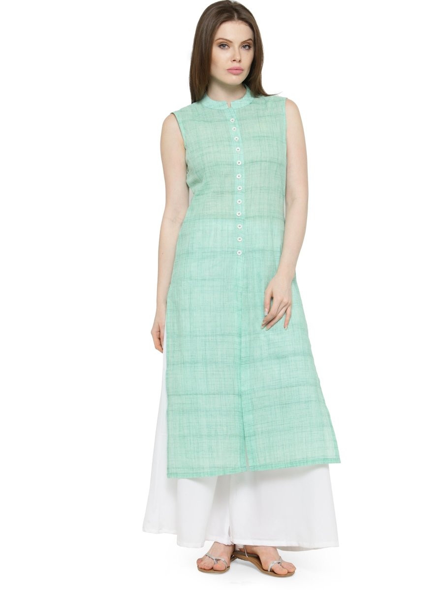 Women Green Solid Straight Kurta - JOK_1032_Green_S