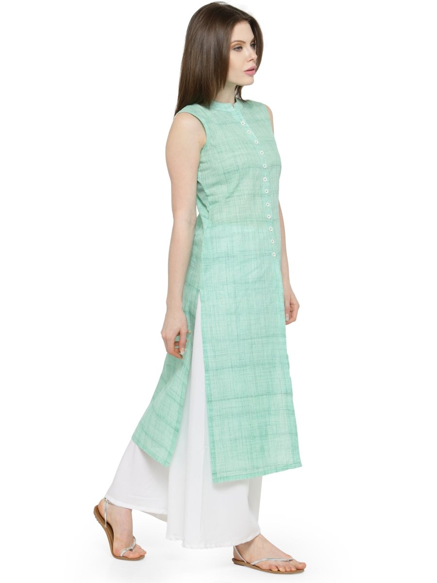 Women Green Solid Straight Kurta - JOK_1032_Green_S