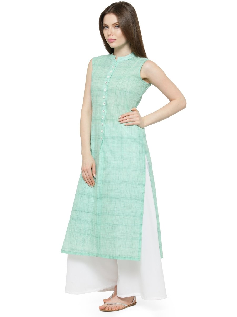 Women Green Solid Straight Kurta - JOK_1032_Green_S