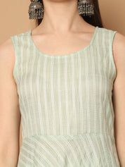 Women Green Woven Design Flared Kurta with Palazzos & With Dupatta - JOKPL_D59G_1553_Green_S