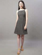 Women Grey Floral Printed A-Line Dresses - JND_1019Grey_XS