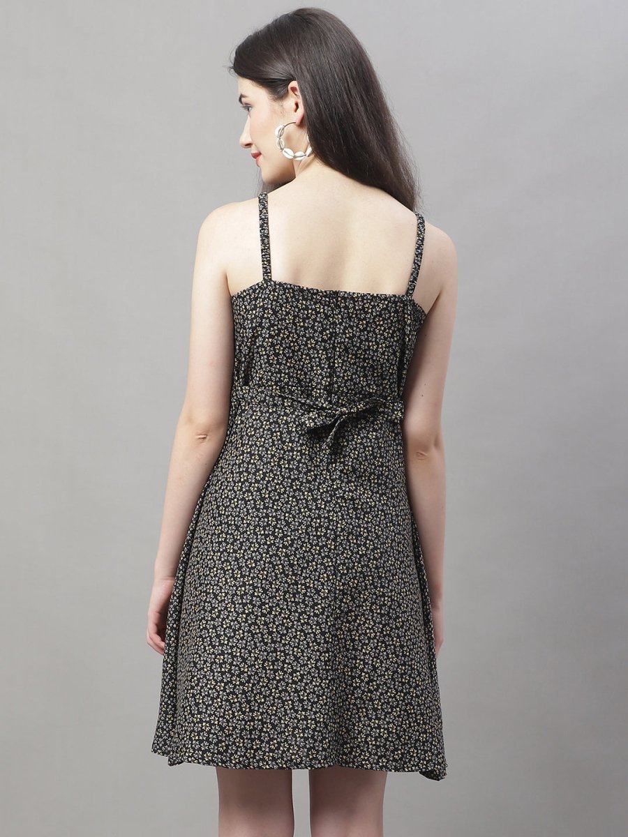 Women Grey Floral Printed A-Line Dresses - JND_1019Grey_XS