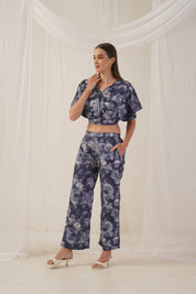 Women Grey Printed Crop Top With Palazzos - JNCS_3006Grey_XS