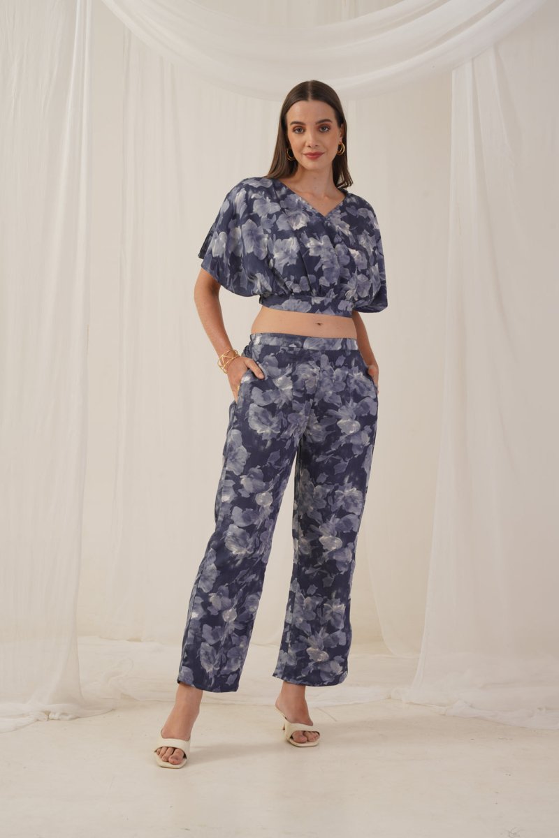 Women Grey Printed Crop Top With Palazzos - JNCS_3006Grey_XS