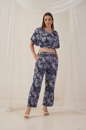 Women Grey Printed Crop Top With Palazzos - JNCS_3006Grey_XS