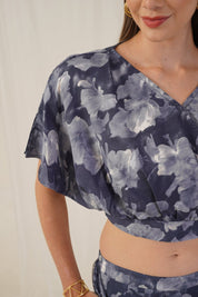 Women Grey Printed Crop Top With Palazzos - JNCS_3006Grey_XS