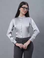 Women Grey Solid Shirt Style Top - JNT_2015Light-Grey_XS