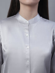 Women Grey Solid Shirt Style Top - JNT_2015Light-Grey_XS