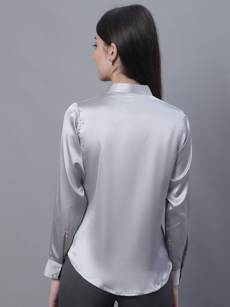 Women Grey Solid Shirt Style Top - JNT_2015Light-Grey_XS