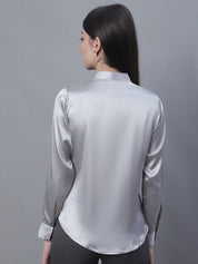 Women Grey Solid Shirt Style Top - JNT_2015Light-Grey_XS