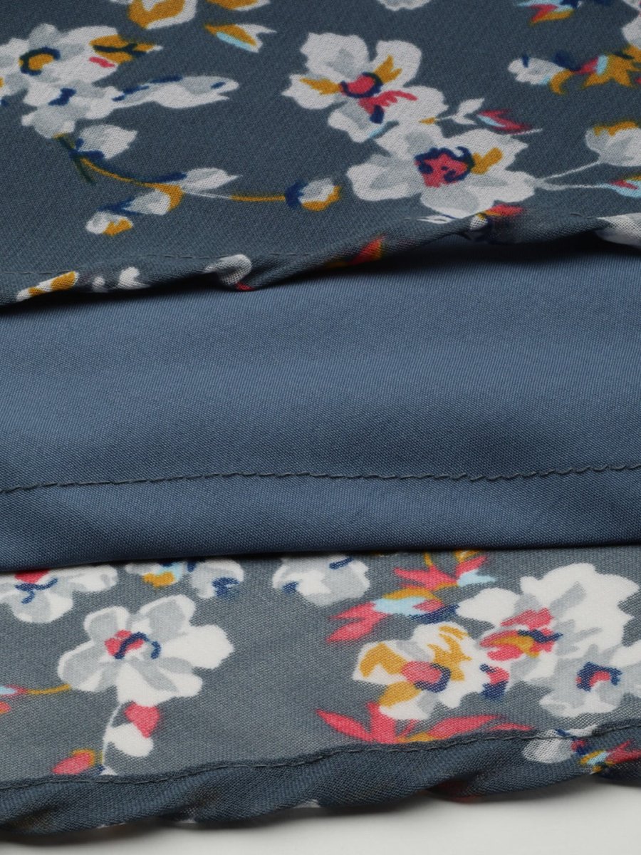 Women Grey & White Georgette Floral Printed Kurta - JOK_1428_Grey_S
