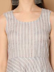 Women Grey Woven Design Flared Kurta with Palazzos & With Dupatta - JOKPL_D59GR_1553_Grey_S