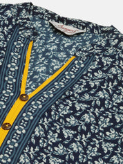 Women Indigo Blue Printed Straight Pure Cotton Kurta - JOK_1419_Indigo_S