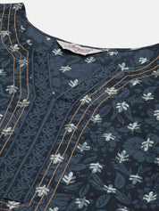 Women Indigo Blue Pure Cotton Floral Printed Kurtas - JOK_1434_Indigo_S
