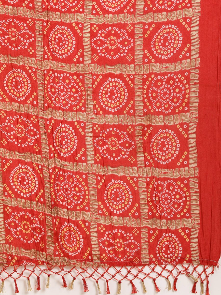 Women Kurta with Palazzos & print Dupatta - JOKPL_D37R_1477_Red_S