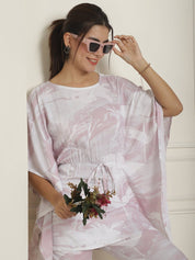 Women Light-Purple Tie Dye Printed Rayon Kaftan Tunic With Trousers - JNCS_3002Light-Purple_XS