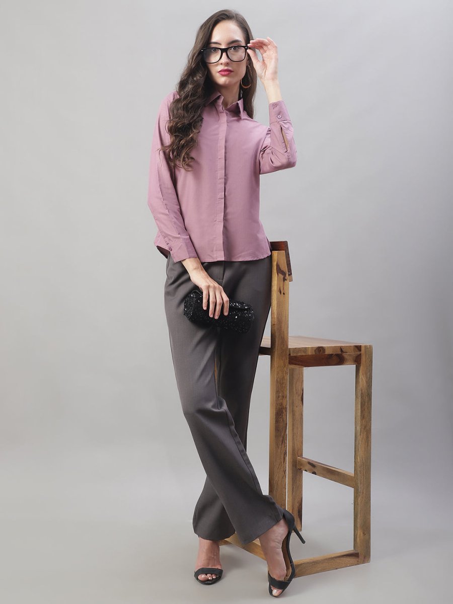 Women Magenta Pink Solid Shirt Style Top - JNS_2007Magenta_XS