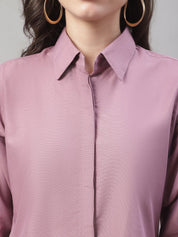 Women Magenta Pink Solid Shirt Style Top - JNS_2007Magenta_XS