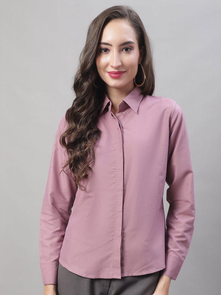 Women Magenta Pink Solid Shirt Style Top - JNS_2007Magenta_XS