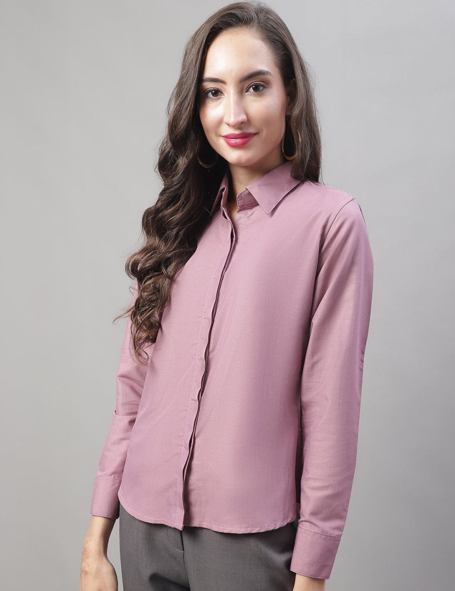Women Magenta Pink Solid Shirt Style Top - JNS_2007Magenta_XS