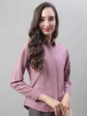 Women Magenta Pink Solid Shirt Style Top - JNS_2007Magenta_XS