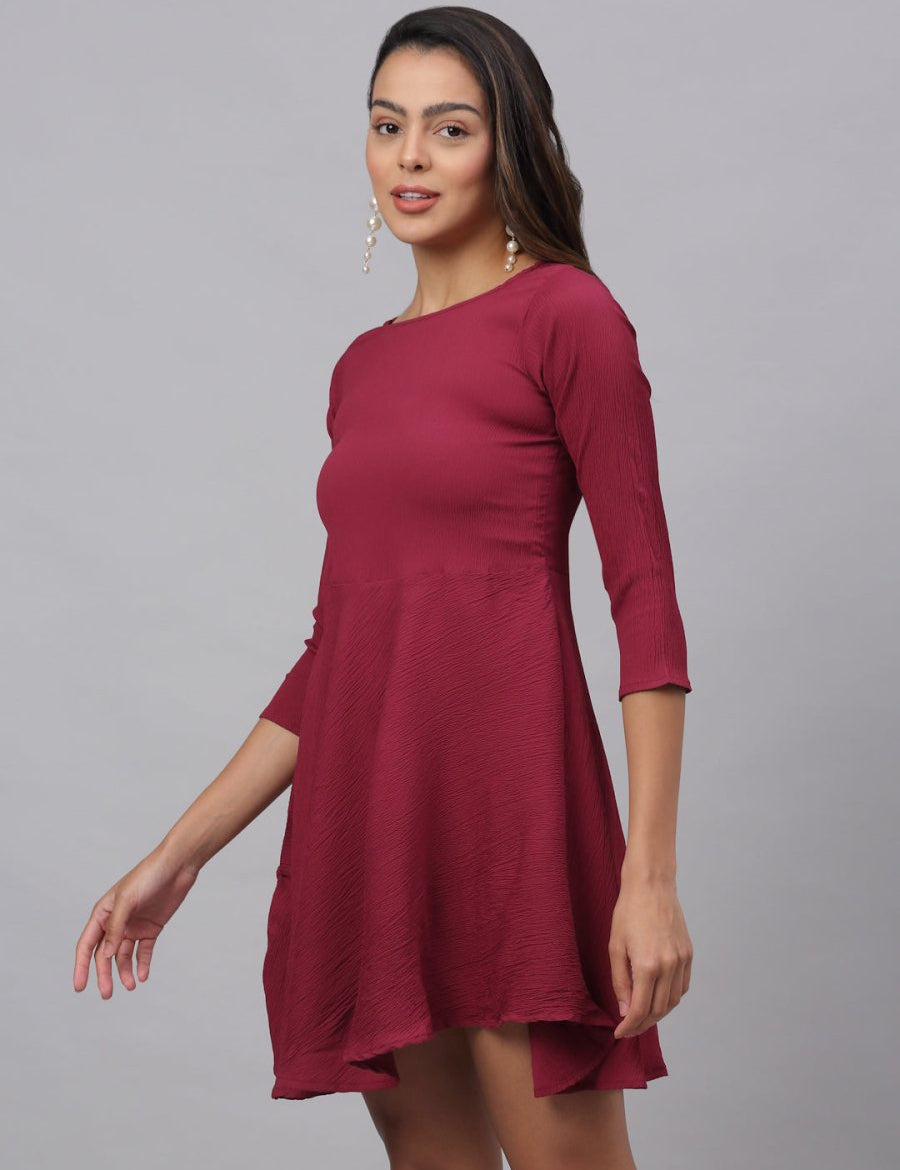 Women Maroon A-Line Dress - JND_1001Maroon_XS