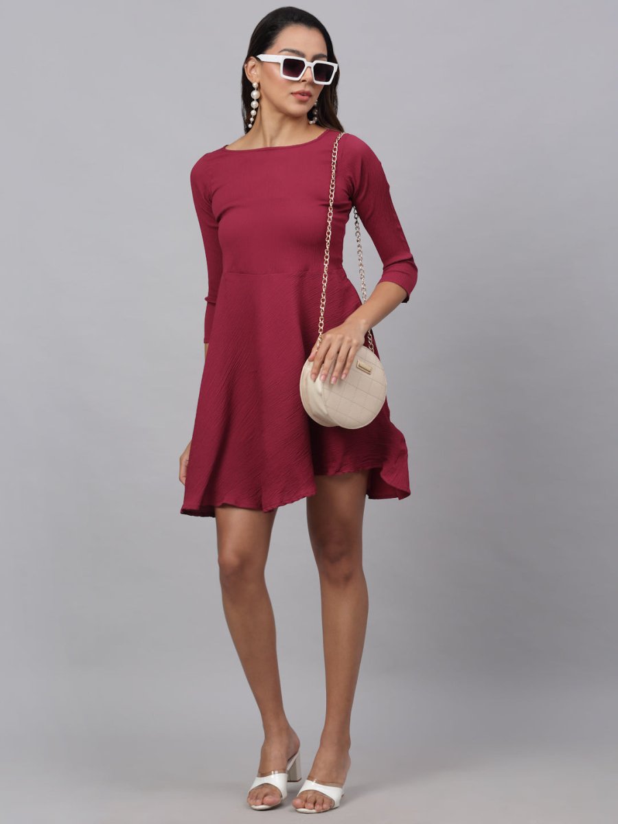 Women Maroon A-Line Dress - JND_1001Maroon_XS