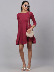 Women Maroon A-Line Dress - JND_1001Maroon_XS