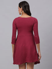 Women Maroon A-Line Dress - JND_1001Maroon_XS