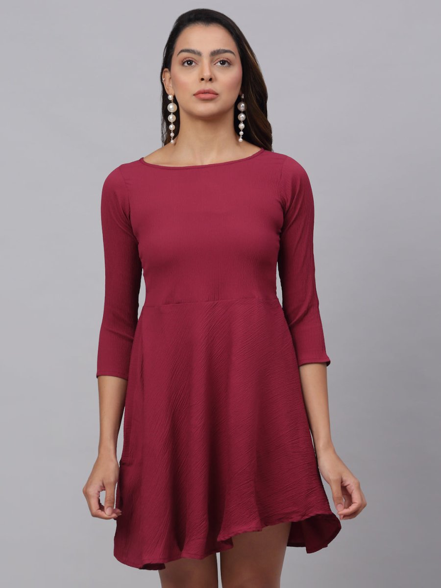 Women Maroon A-Line Dress - JND_1001Maroon_XS