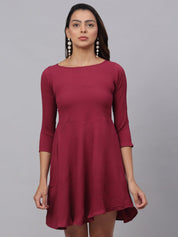 Women Maroon A-Line Dress - JND_1001Maroon_XS