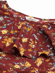 Women Maroon Flared Printed kurta - JOK_1420_Maroon_S