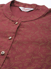 Women Maroon Floral Embroidered Mukaish Kurta with Palazzos & Dupatta - JOKPL_D39P_1481_Maroon_S