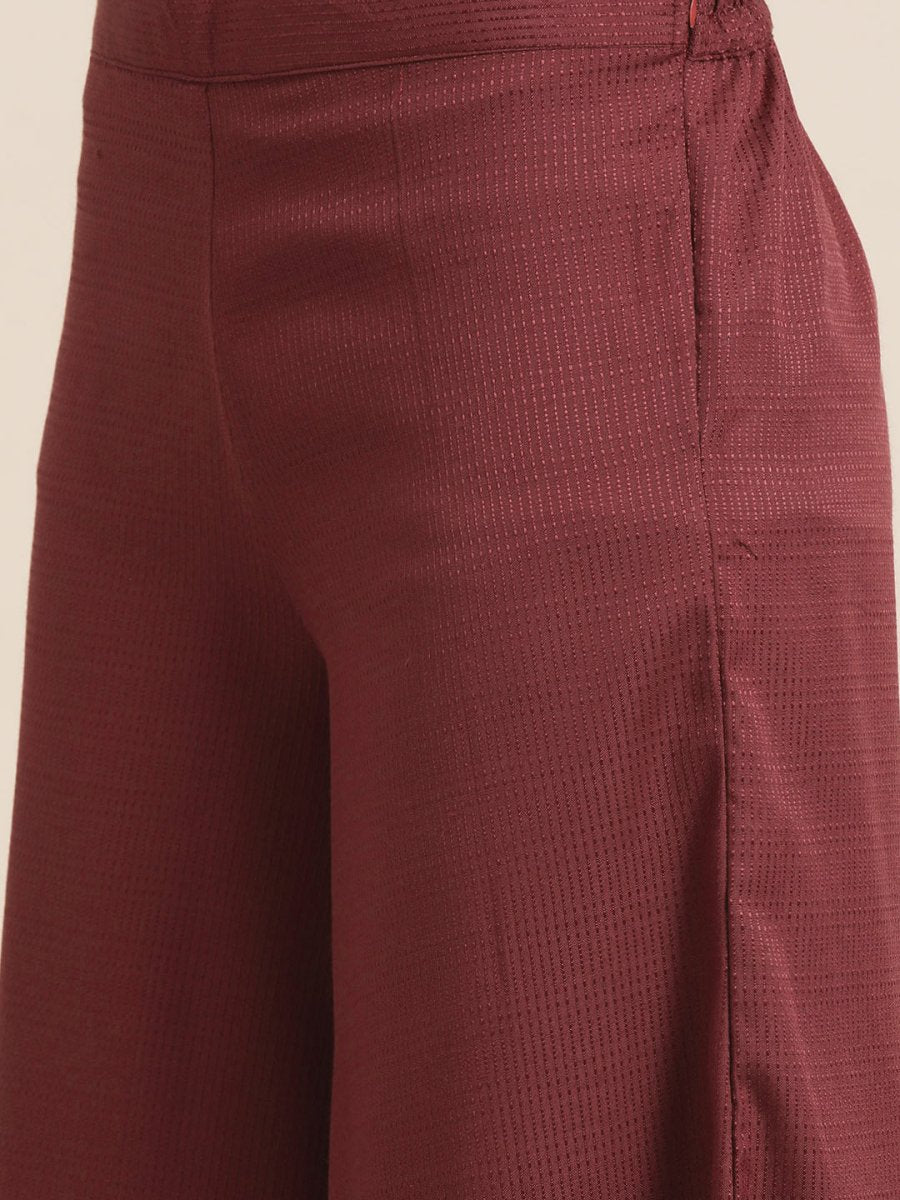 Women Maroon Floral Embroidered Mukaish Kurta with Palazzos & Dupatta - JOKPL_D39P_1481_Maroon_S