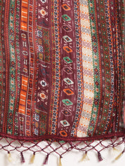 Women Maroon Floral Embroidered Mukaish Kurta with Palazzos & Dupatta - JOKPL_D39P_1481_Maroon_S