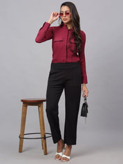 Women Maroon Solid Shirt - JNS_2001Maroon_XS