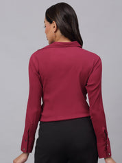 Women Maroon Solid Shirt - JNS_2001Maroon_XS
