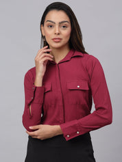 Women Maroon Solid Shirt - JNS_2001Maroon_XS