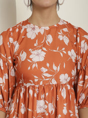 women Mustard Printed A-Line Dress - JND_1021Mustard_XS