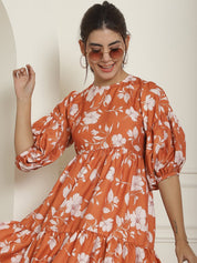 women Mustard Printed A-Line Dress - JND_1021Mustard_XS