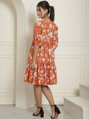 women Mustard Printed A-Line Dress - JND_1021Mustard_XS