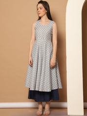 Women Navy Blue Printed Kurta with Palazzos & With Kantha Work Dupatta - JOKPL_D61N_1557_Navy_S