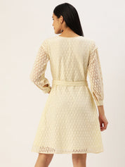 Women Off-White A-Line Cotton Dress - JND_1011Cream_XS