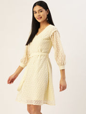 Women Off-White A-Line Cotton Dress - JND_1011Cream_XS