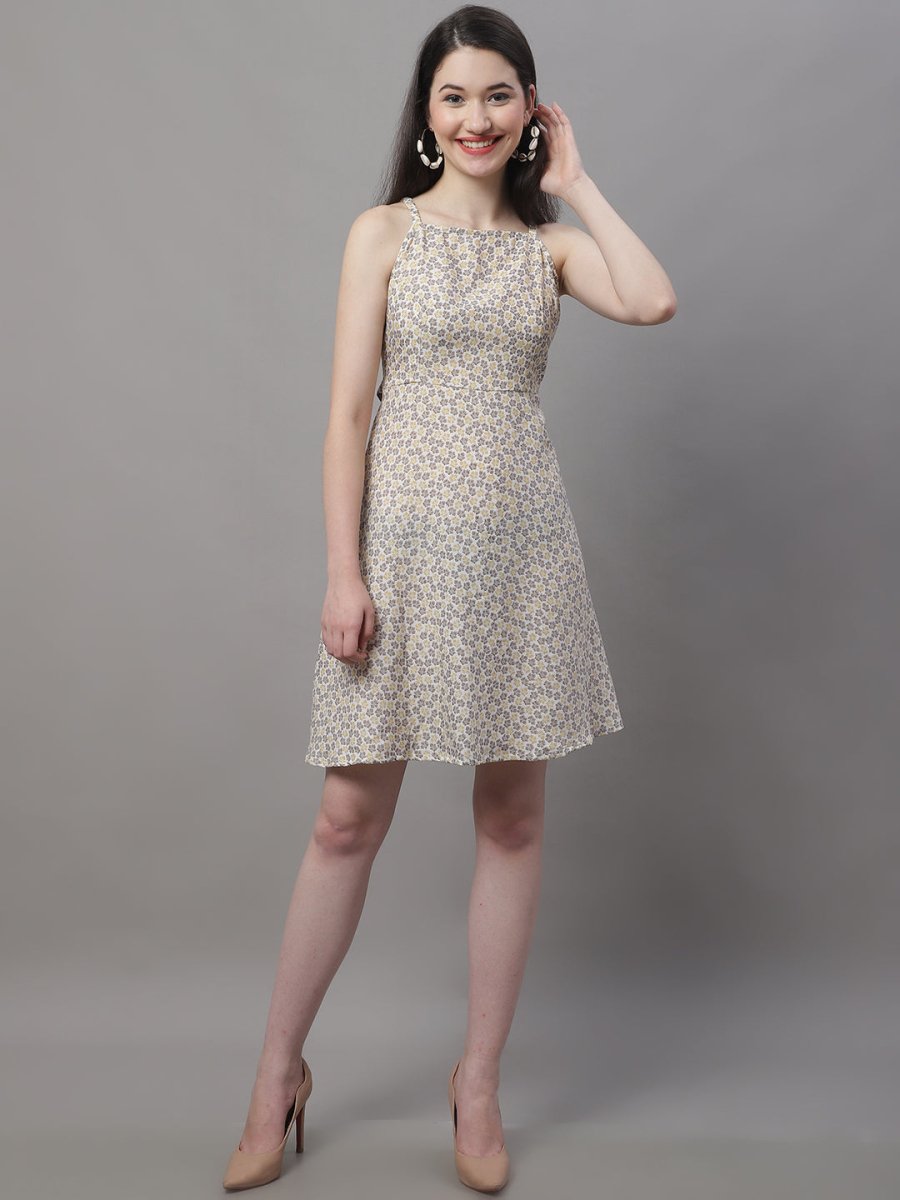 Women Off White Floral Printed A-Line Dresses - JND_1019Off-White_XS