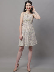 Women Off White Floral Printed A-Line Dresses - JND_1019Off-White_XS