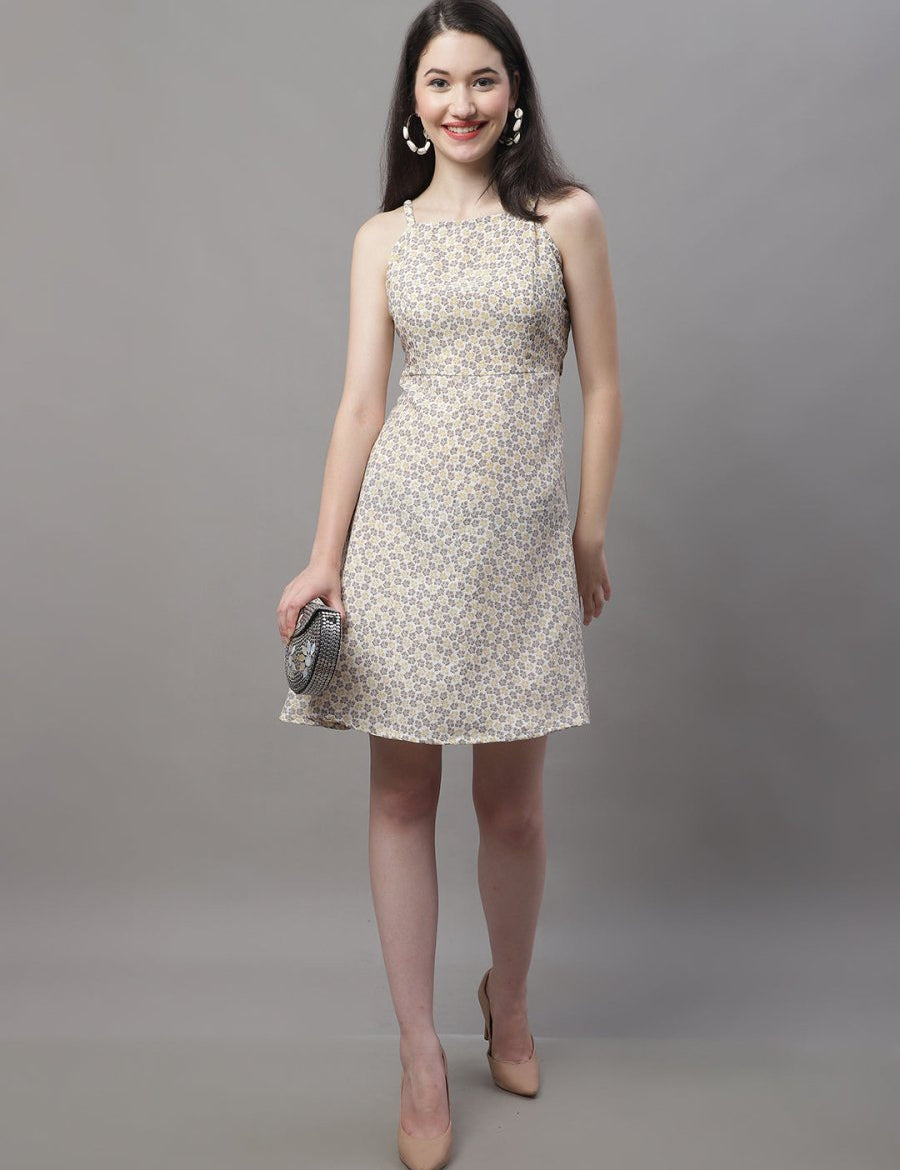Women Off White Floral Printed A-Line Dresses - JND_1019Off-White_XS