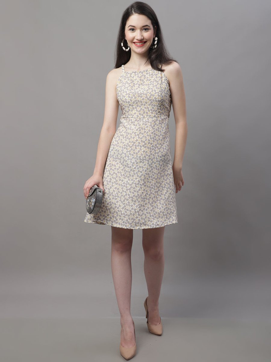 Women Off White Floral Printed A-Line Dresses - JND_1019Off-White_XS